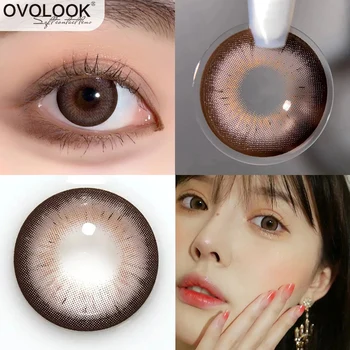OVOLOOK-1 Çift(2 adet)miyopi Lensler renkli kontakt lensler Gözler için Reçete Lensler Diopters İle Doğal Gözler Lensler Yıllık Kullanım