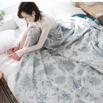 Pamuk İskandinav Battaniye Yatak Odası Mavi Büyük Yumuşak Boho Geometri Yatak Atmak Yatak Örtüsü kanepe battaniyesi Çift Kişilik Yatak İçin