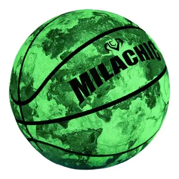 Parlayan Basketbol Yeşil Işıklı Basketbol Spor Yansıtıcı No. 7 Topu Pilsiz Gece Topu Net Cep Pimi İle