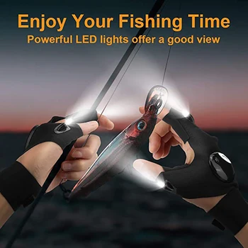 Parmaksız eldiven LED el feneri su geçirmez Torch dış aydınlatma balıkçılık eldiven kamp yürüyüş Survival kurtarma çok ışık aracı