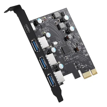 PCIE X1 Kartı 3 PORT USB A 3.0 USB-C3. 1 Tip C 4 Port USB HUB Pcı-e FL1100 Çip Genişleme Adaptörü Kartı Güç Kaynağı Yok