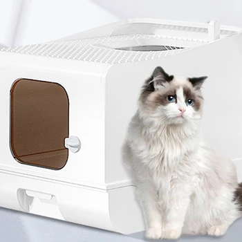 Pet Akıllı Kedi kum kabı Kum Kapalı Banyo Scratcher Şeyler Kedi Tuvalet Yatak Sıhhi Kum Kapak Kattenbak Evcil Hayvan Ürünleri YR50CB