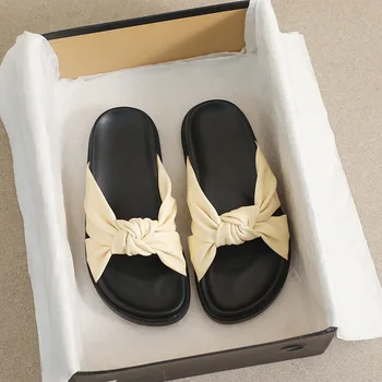 Platform ayakkabılar Terlik Kadın Dış Giyim Yay Yaz Yeni Kız Ayakkabı Yumuşak Alt Kadın Terlik Büyük Boy 41-43 Kadın Ayakkabı