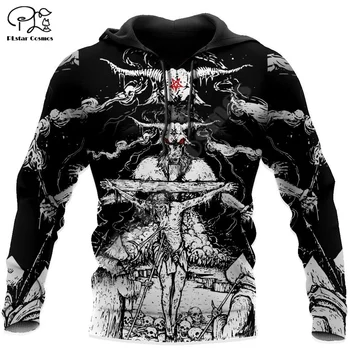 PLstar Cosmos Şeytan Şeytan Hayalet Gotik Kafatası Komik Rahat Kazak NewFashion Streetwear 3DPrint Erkek / Kadın Ceket Zip Hoodies 16
