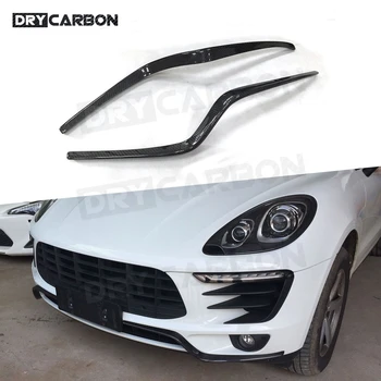 Porsche Macan 2014 için 2015 2016 2017 Karbon Fiber Ön Tampon Trim Garnish Göz Kapakları Dekorasyon Hava Firar Şeritleri