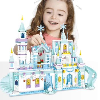 Prenses Kraliyet Kristal Buz Kale Saray Yapı Taşları Arkadaşlar Kızlar Klasik Film Modeli MOC Tuğla Çocuk Yılbaşı Hediyeleri