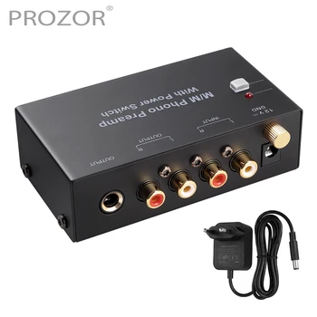 Prozor Mini Fono Preamplifikatör Stereo Ses Düşük Gürültü M / M Pikap Preamp Güç Anahtarı ile RCA Giriş ve Çıkış 6.35 mm TRS Çıkışı
