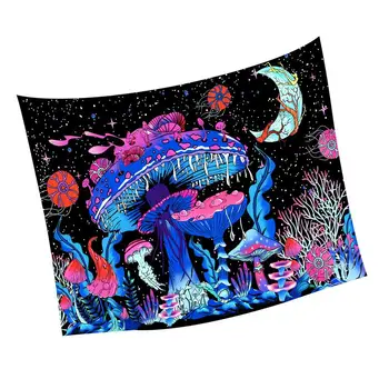 Psychedelic Mantar hint duvar halısı bohem tarzı HD Baskılı Fantezi Desen Yatak Örtüsü Goblen Renkli Mantar Goblen