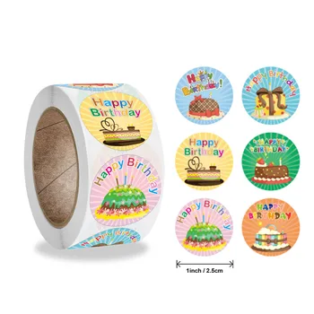Qıduo 500 adet/rulo yuvarlak el yapımı doğum günü çıkartmaları doğum günü partisi hediye paketi sızdırmazlık etiketleri dekorasyon kırtasiye bantları