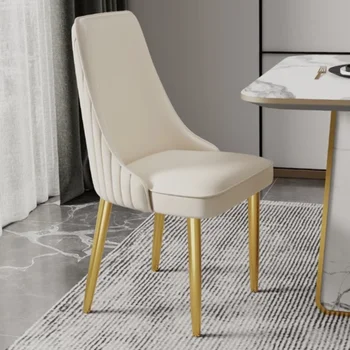 Rahat Altın İskandinav Yemek Sandalyesi Mutfak Deri Kapalı Makyaj Salonu Sandalye Yatak Odası Bahçe Koltukları Salle Yemlik Mobilya