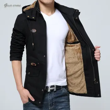 Rahat Gevşek Sonbahar Kış Erkek Trençkot Moda Kapşonlu Rüzgar Geçirmez Rüzgarlık Cepler Fermuar Erkek Ceketler M-5Xl Streetwear