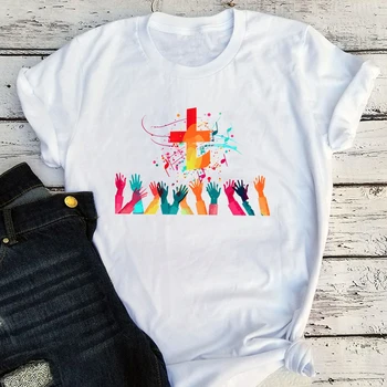 Renkli Hıristiyan Çapraz Gömlek Müzik Kadın T Shirt İsa Gömlek Hıristiyan Hediyeler İsa Mesih Gömlek Dini Tee İnanç Gömlek m