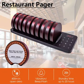 Restoran Çağrı Konuk Çağrı kablosuz çağrı sistemi 10 Vibratör Coaster Buzzer Beeper Alıcıları Kahve Gıda kamyon Bar