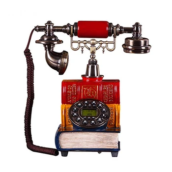 Retro Kitap Tabanı Sabit Telefon Ev için, Vintage Düğme kadranlı telefon Eski Moda Telefon Kablolu Telefon Eller Serbest, arayan Kimliği
