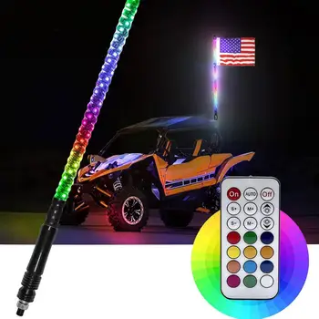 RGB LED plaj kayan yazı araba ışıkları Off-Road Motosiklet Dekorasyon Anten Lambası Kırbaç Bayrak Direği Bayrağı C7F4