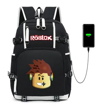 Roblox Dünya USB Büyük kapasiteli Genç Öğrenci Schoolbag Erkekler ve Kadınlar Eğlence Seyahat Omuz Fermuar Sırt Çantası doğum günü hediyesi
