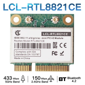 RTL8821CE 433 Mbps Wi-Fi+BT4. 2 802.11 AC Çift Bant 2.4 G / 5 GHz Mini PCIe WiFi KARTI Kablosuz Ağ Kartı Desteği Dizüstü/PC Win10 / 11