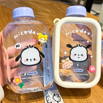 Sanrio Pochacco 550ml Su Şişesi Kawaii Büyük Kapasiteli Plastik Sızdırmaz Spor Taşınabilir Spor Açık Anime Kız Şişe
