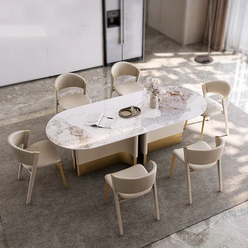 Sentetik Deri Tasarımcı yemek sandalyeleri İskandinav Mutfak Modern Lüks yemek sandalyeleri Altın Metal Cadeira yemek odası mobilyası WK