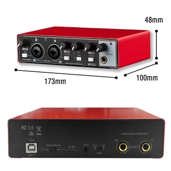 Ses Kartı Stüdyo Kayıt Profesyonel USB ses arabirimi ses ekipmanı Geri Döngü İzleme İle 48V Phantom Kayıt için Yeni