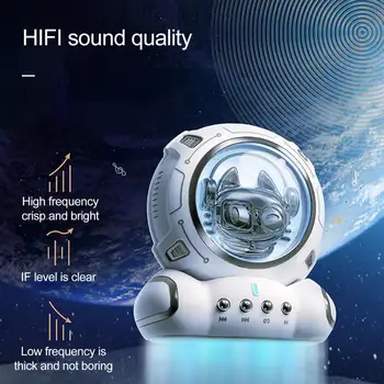 Ses Kutusu Pratik Subwoofer Dekoratif Karikatür Uzay Kedi Bluetooth-compatible5. 0 Çok Fonksiyonlu Ses Kutusu Ev için