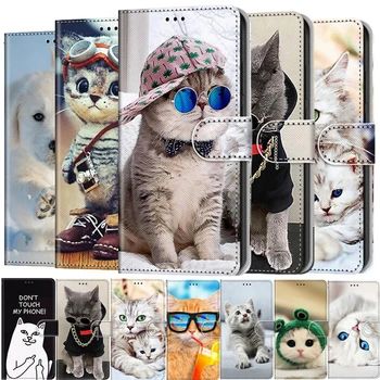 Sevimli Kedi Hayvan Desen Telefon kılıfı için iPhone 12 11 Pro Max X XS 6 7 6S 8 SE 2 2020 12 mini Cüzdan Deri Standı Kitap Kapağı Çapa
