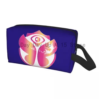 Seyahat Tomorrowland makyaj çantası Moda Elektronik Dans Müzik Makyaj kozmetik düzenleyici Kadın Güzellik Depolama Dopp Kiti Kutusu