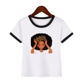 siyah kız sihirli t shirt çocuk tişört üst özel dıy tee gömlek serin melanin kraliçe baskı üst çocuk çocuk t-shirt