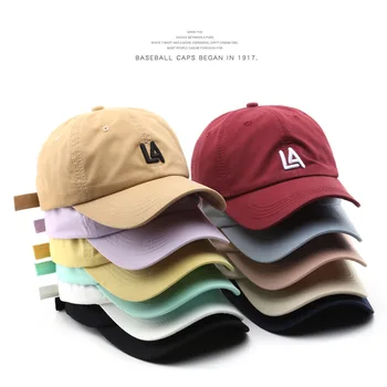 SLECKTON pamuklu beyzbol şapkası Kadınlar ve Erkekler için 2023 Yaz Güneşlikler Kapaklar Rahat Snapback Şapka Mektup LA İşlemeli Şapka Unisex