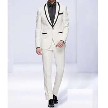 Son Tasarımlar Erkek Takım Elbise Düğün Slim Fit Damat Smokin Custom Made En Iyi Adam Blazers balo kıyafetleri Iki Adet (Ceket + Pantolon)