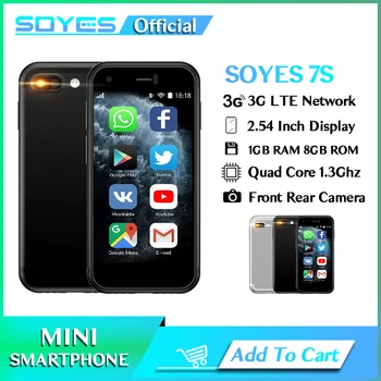 SOYA 7S Mini Akıllı Telefon 2.54 İnç Ekran Dört Çekirdekli 1GB RAM 8GB ROM 5MP Kamera Çift SIM Ucuz Küçük android cep telefonu