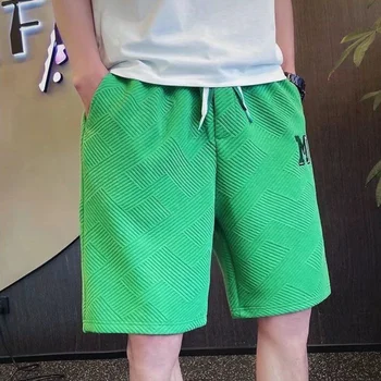 Spor Kurulu Şort Erkekler için Yeşil 3 Çeyrek Gevşek Y2k 90s Yaz Erkek kısa pantolon Vintage Streetwear Elastik Baggy Lüks Hiçbir Logo