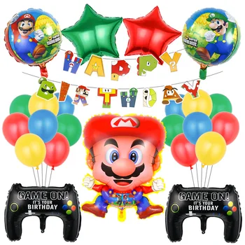 Süper Mario Parti Dekorasyon Mario Balonlar Mario Oyunu Tema Çocuklar Doğum Günü Balon Oyunu Şekil Numarası Balon Seti Parti Malzemeleri