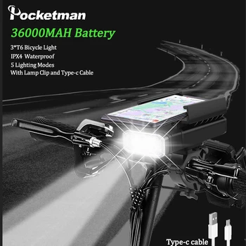 Süper Parlak LED bisiklet ışık USB Şarj Edilebilir 5 Modu Ayarlanabilir Bisiklet Başkanı işık Su Geçirmez Bisiklet Başkanı işık ile telefon Tutucu