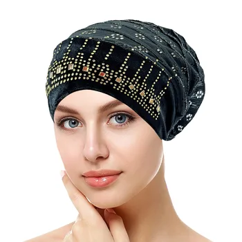 Sıcak Elmas Grafik Vintage islami türban Şapka Kadın Bandana Kafa Bandı Saç Kapağı Bayanlar Kafa Sarar Müslüman Başörtüsü Kaput