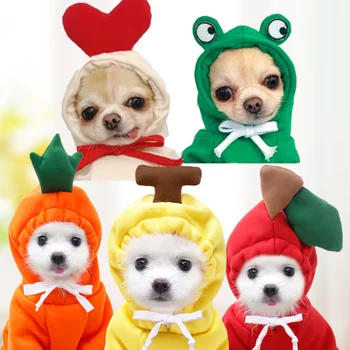 Sıcak Köpek Kış Giysileri Sevimli Meyve Köpek Ceket Hoodies Pet Kostüm Ceket Yavru Kedi Fransız Bulldog Chihuahua Küçük Köpek Giyim