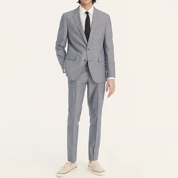 Takım elbise Erkekler Koyu Gri Yaz Ceket Pantolon İki Parçalı Damat Düğün Çentikli Yaka Terno Zarif Slim Fit Blazer Özel Kıyafetler 2023