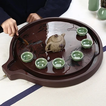 Taş Kung Fu çay tepsisi Servis Çin Su Emici Lüks çay tepsisi Masası Oturma Odası Servier Tablett Ofis Aksesuarları YY50TT