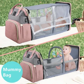 Taşınabilir Katlanır Mumya Çanta Büyük Kapasiteli Anne Sırt Çantaları Bebekler İçin Çocuk Bebek Arabası Bezi çanta düzenleyici Anne Çıkış Çantası