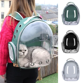 Taşınabilir Kedi Taşıma Çantası Nefes Pet Küçük Köpek Kedi Sırt Çantası Açık Seyahat Uzay Kapsülü Kafes Şeffaf Uzay evcil hayvan sırt çantası