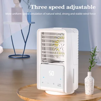 Taşınabilir Masa Misting Fan 3 Hız Su Soğutma Fanı USB Şarj Masa Hava Soğutucu Fan Renkli Gece Lambası Sessiz Oda/Ofis için