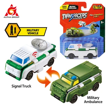 Transracers Flip Arabalar 1 adet 2-in-1 Dönüştürme Askeri Araç Mini Dönüştürülmüş İki Tip Cep Araba çocuk oyuncağı doğum günü hediyesi
