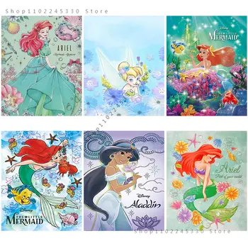 Tuval Boyama Posterler Ve Baskılar Karikatür Mermaid Prenses Disney Anime Duvar Sanatı Yatak Odası Ev Dekorasyon Çocuk Odası Dekor