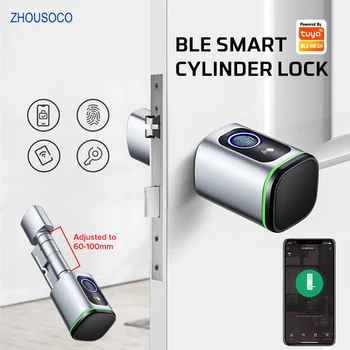 Tuya Akıllı parmak izi kilidi Ttlock Bluetooth RFID Kart Silindir Akıllı Kapı Kilidi Biyometrik Elektronik Kilit Dijital Anahtarsız Ev