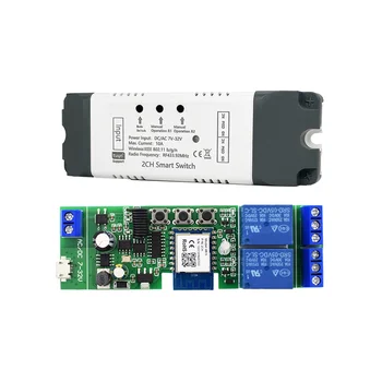 Tuya Akıllı WiFi Anahtarı Röle Modülü 2 CH AC / DC 7-32V RF / APP Kablosuz Uzaktan Kumanda Akıllı Ev Alexa Google Ev için