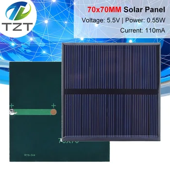 TZT 5.5 V 110mA 0.55 W güneş panelı Polikristal 70*70MM Mini Sunpower Güneş Sistemi DIY pil hücresi Telefonu Şarj Cihazı