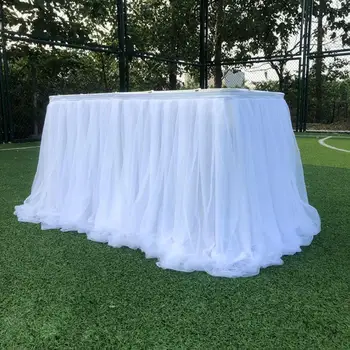 Tül Masa Etek Düğün Bebek duş dekorasyonu Tül Tutu Etek Tatil Doğum Günü Partisi Olay masa süsü Gazlı Bez Masa Örtüleri
