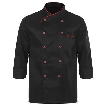 Unisex Yetişkinler Mutfak şef Ceketler Restoran Üniforma Gömlek Erkekler Kadınlar Hizmet Ekmek Kruvaze Uzun Kollu şef ceketi