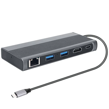 USB C Hub M. 2 SSD Muhafaza HDMI Uyumlu+USB3.1+RJ45+PD C Tipi Yerleştirme İstasyonu M. 2 NVME NGFF SSD