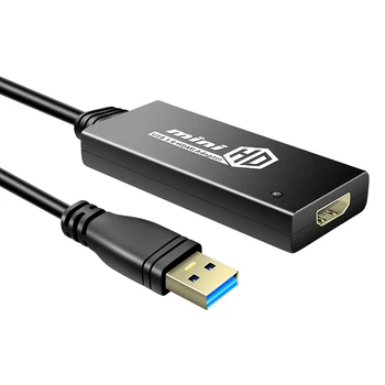 USB'DEN HDMI Adaptörüne 1080P HD Ses Video Genişletici, USB 3.0 / 2.0 HDMI Çoklu Monitörler için Win XP ile Uyumlu Win7/8/10